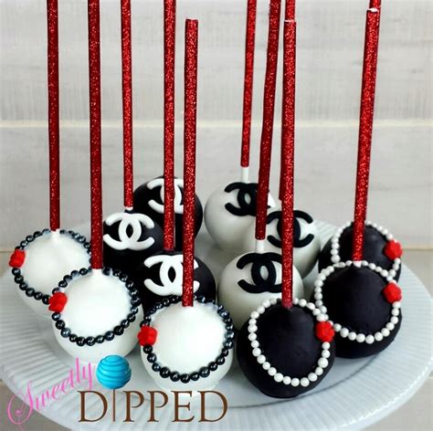 black and white chanel cake pops